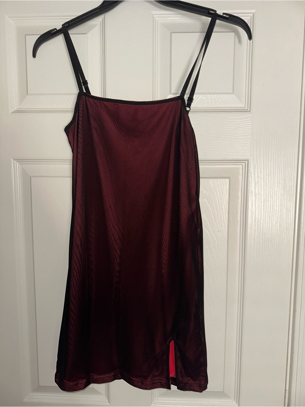 Current Mood Burgundy and Black Sheer Slip with Red Lining